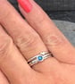 Enamel Stack Ring, rockpool ring, hammered silver stack ring, gold heart ring,  - Image 2