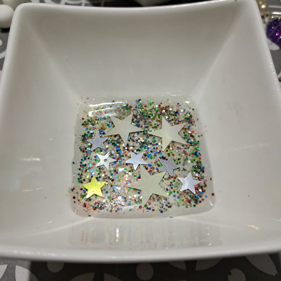 Resin Jewellery dish, glitter, stars and hearts... Folksy