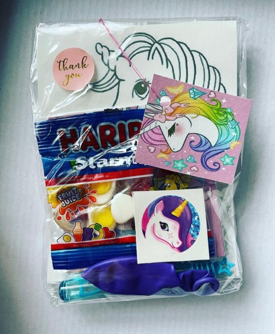 Party bag themed pre filled gift unicorn party favour bracelet and accessories 
