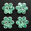 set of four large ceramic blue lace flower buttons