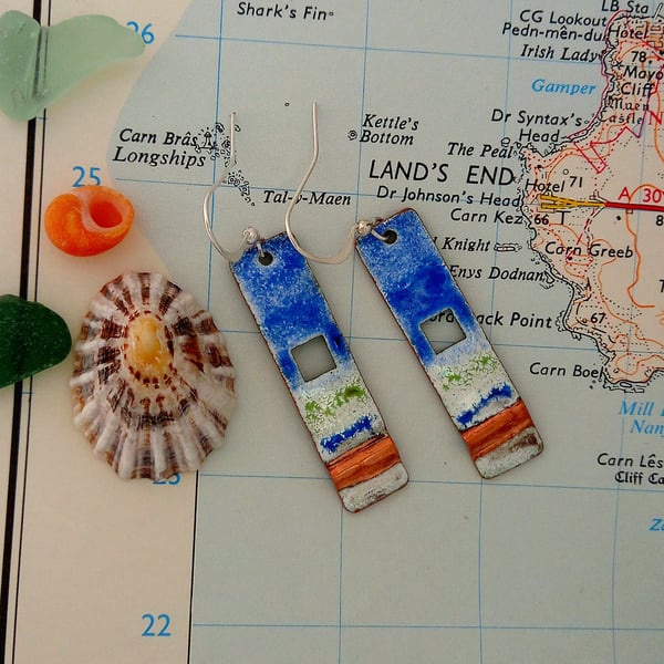 Unique handmade glass enameled earrings