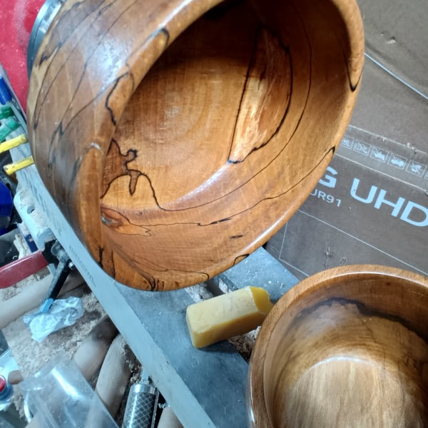 Stunning Spalted beech handmade wooden bowls, Wedding Anniversary gift