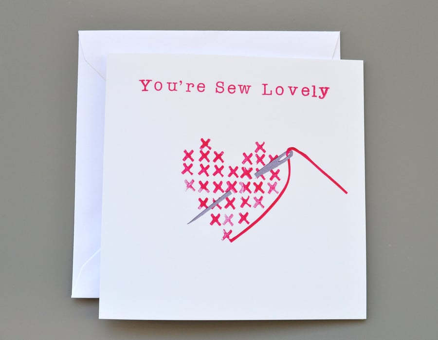 Sew Lovely Cross Stitch Anniversary Card