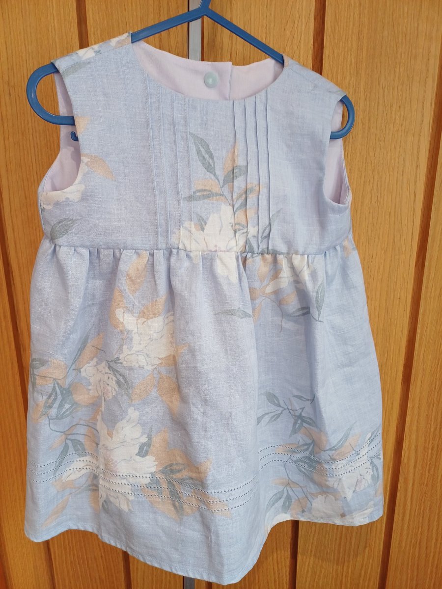 Linen print dress or pinafore