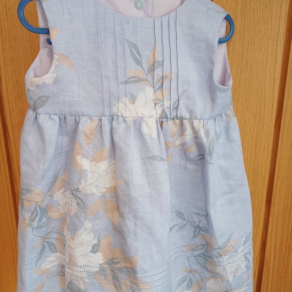 Linen print dress or pinafore