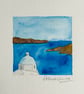 Greek watercolour church and sea - Image 3