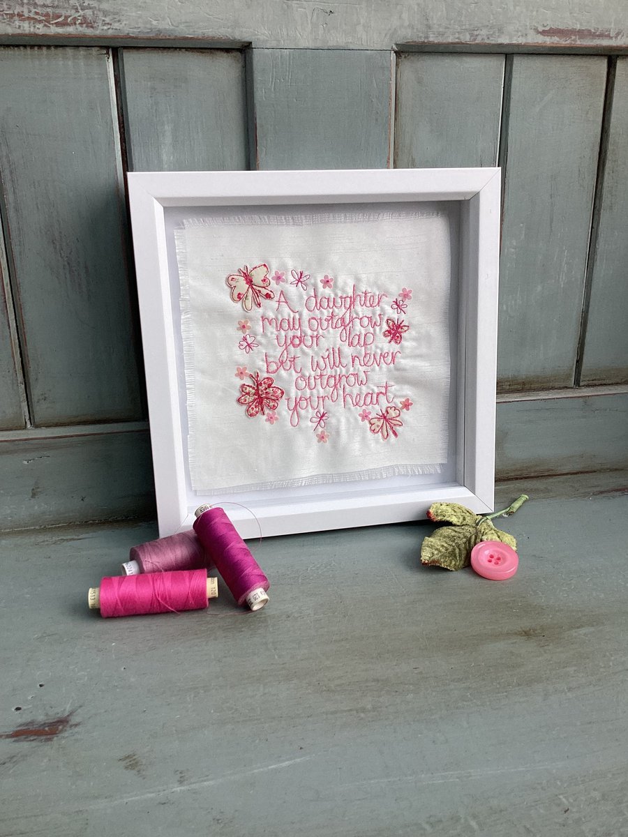 A daughter may outgrow your lap but will never outgrow your heart picture.