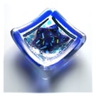 Ring Dish Fused Glass 7cm Blue Star dichroic 