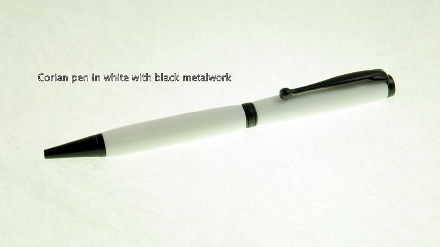 White corian & Black Chrome slimline pen