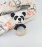 Crochet Panda Teether: Wooden Rattle Ring, Newborn Gift - Image 6