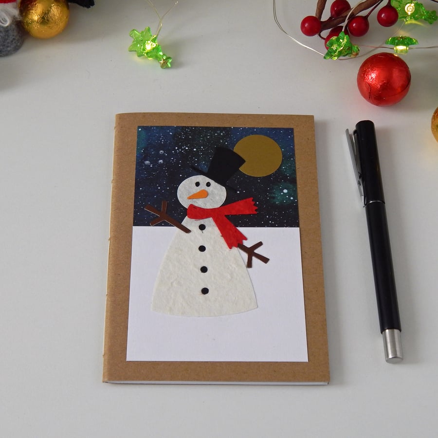 Snowman Christmas Card Notebook. Stocking Filler, Christmas Gift. 