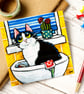 Naughty Cat in Sink Postcard - Image 1