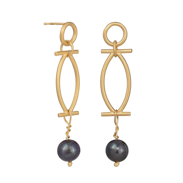 Charra by Fedha - statement gold-plated sterling silver and black pearl earrings