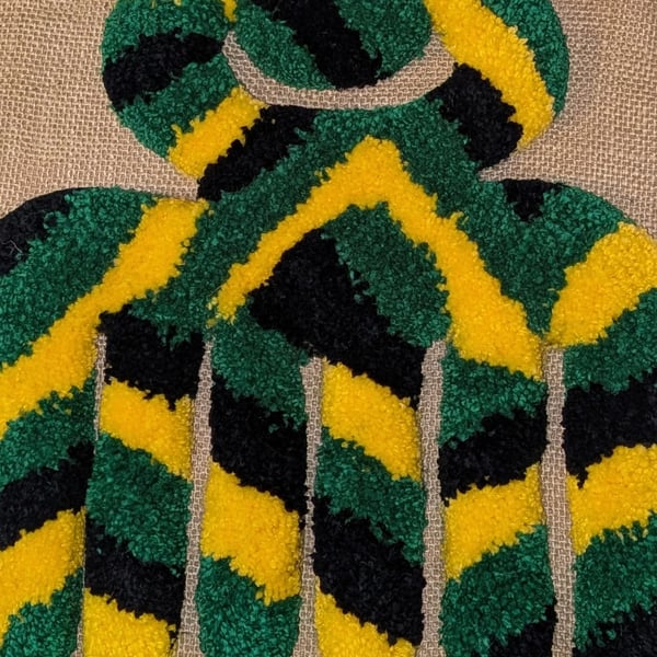 Hand Tufted Duafe Adinkra Textile Wall Art  Jamaican Inspired  A3  Mounted