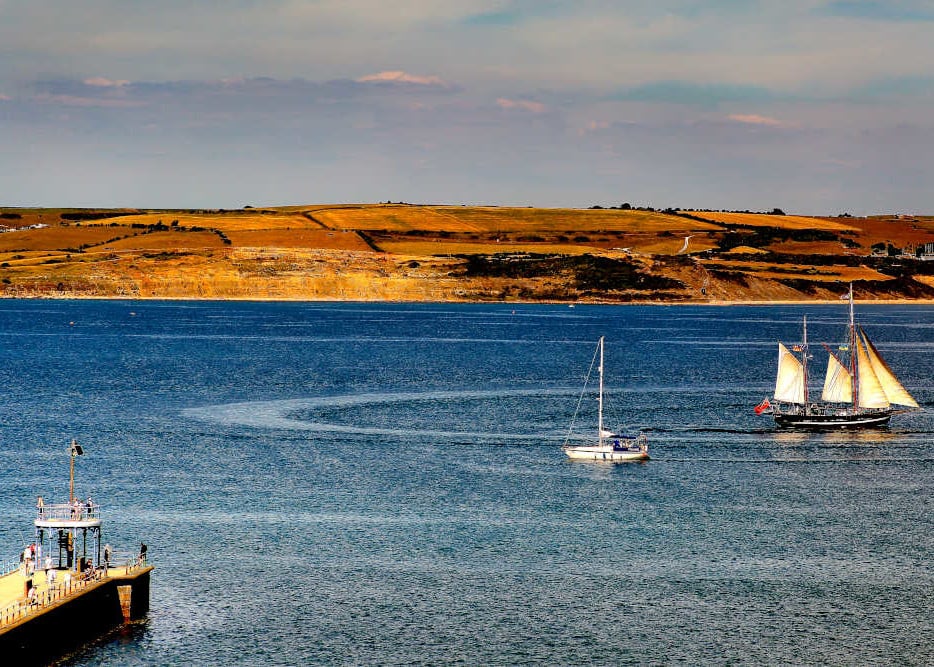 Picture Weymouth Bay Dorset Print, Stone Pier