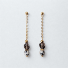 Earrings Quartz Jasper Bead Stone Drop Gold Stainless Steel Hypoallergenic