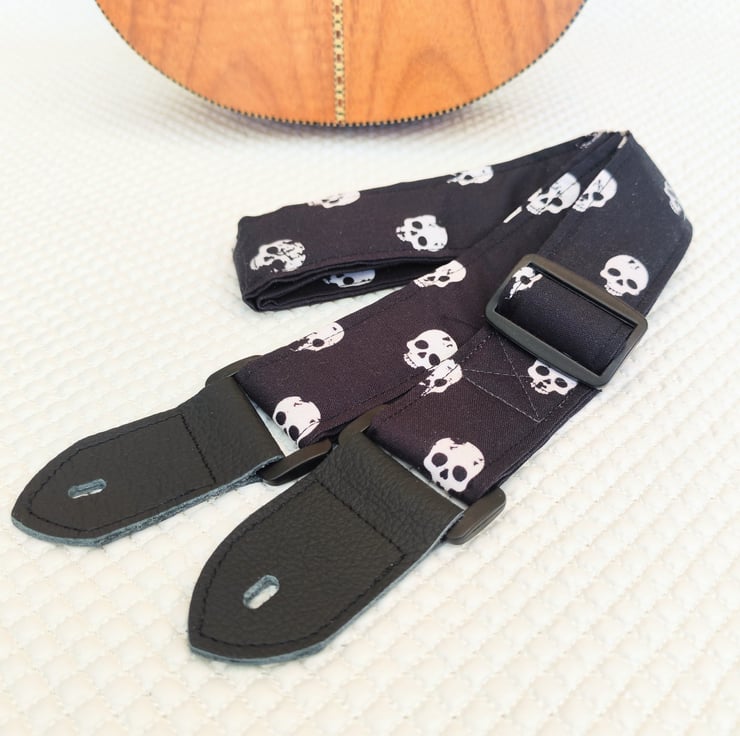 1.5 inch Wide Adjustable Ukulele Strap with Bla... - Folksy