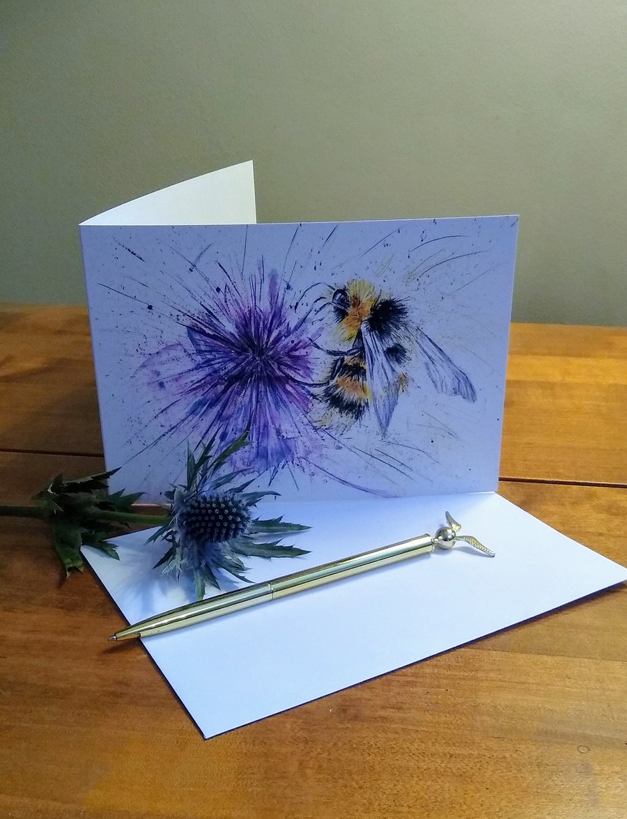 Bumble Bee Art Print Greetings Card 