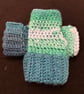 Hand Crocheted Fingerless Wrist Warmers in Teal - Image 6
