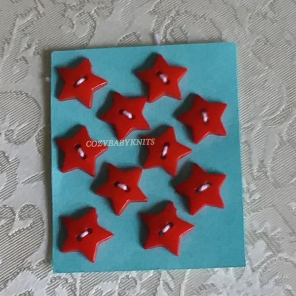16MM RED STAR BUTTONS WITH TWO HOLES FOR ATTACHING 