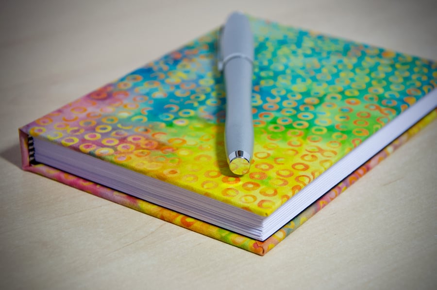 A6 Hardback Lined Notebook with full cloth colourful batik cover