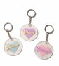 Custom named keyrings with heart background