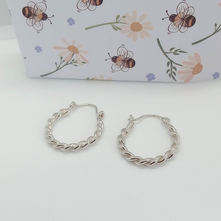 Twisted hoop earrings sterling silver hoop 