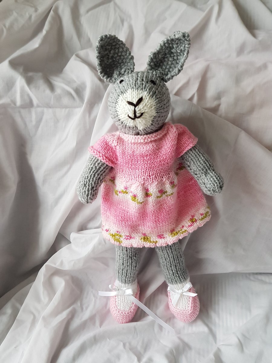 Hand knitted soft doll bunny