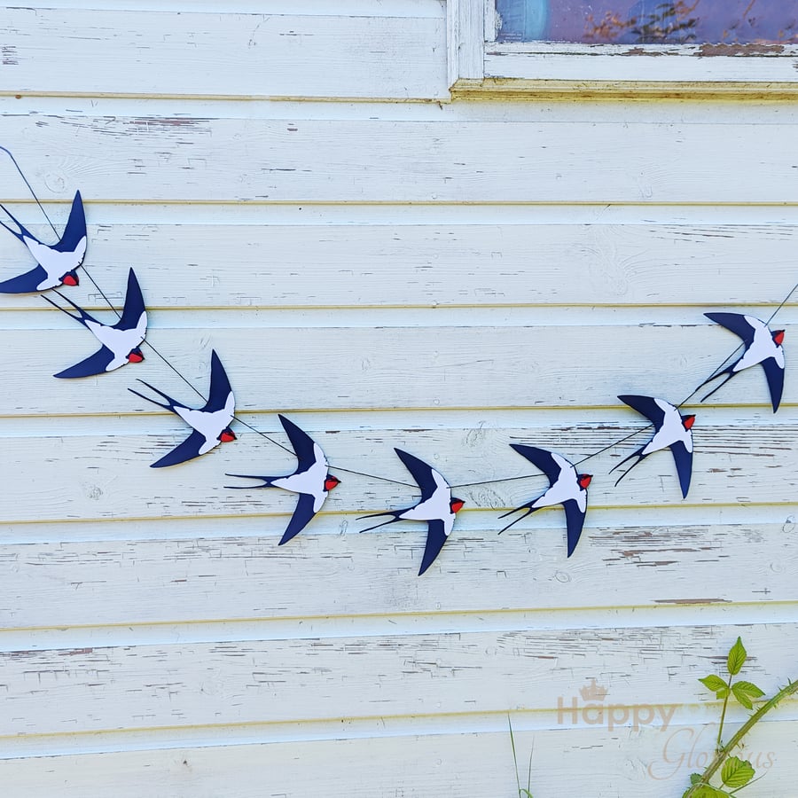 Flying swallows paper bunting