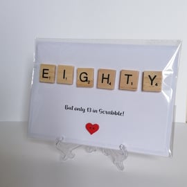 80th Birthday scrabble  greetings card