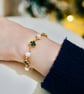 Lovely Freshwater pearl and Green Four leaves bracelet