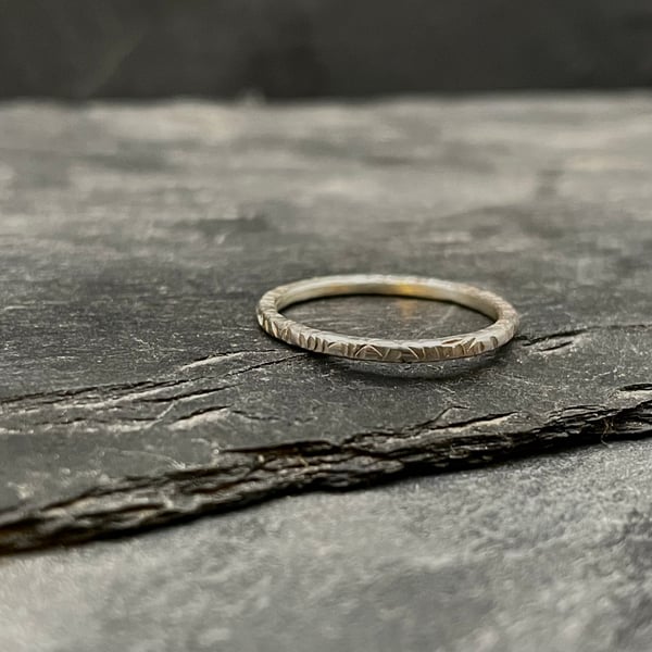 Silver Stacking Ring-Faceted 