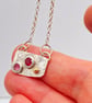 Pink Sapphire and Ruby in Silver and Gold Necklace Handmade   - Image 3