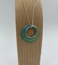 Ripples circle pendant in teal and lime with recycled silver ring - Image 4
