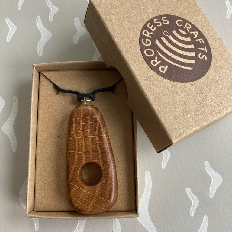 Oak teardrop pendant - I used to be a church pew