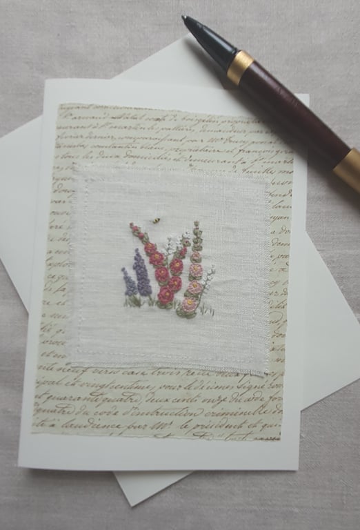 Hand Embroidered Greetings card