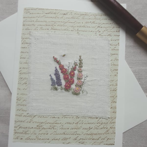 Hand Embroidered Greetings card