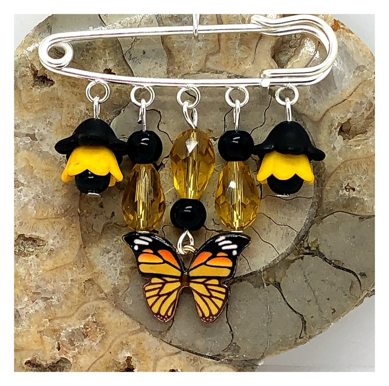 One of a Kind Yellow Butterfly pin
