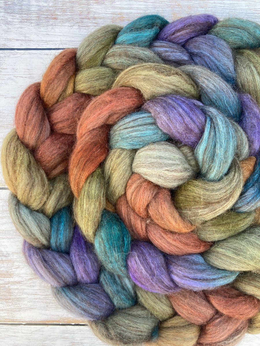 Polwarth, llama & tussah silk fibre 100g Bluebells