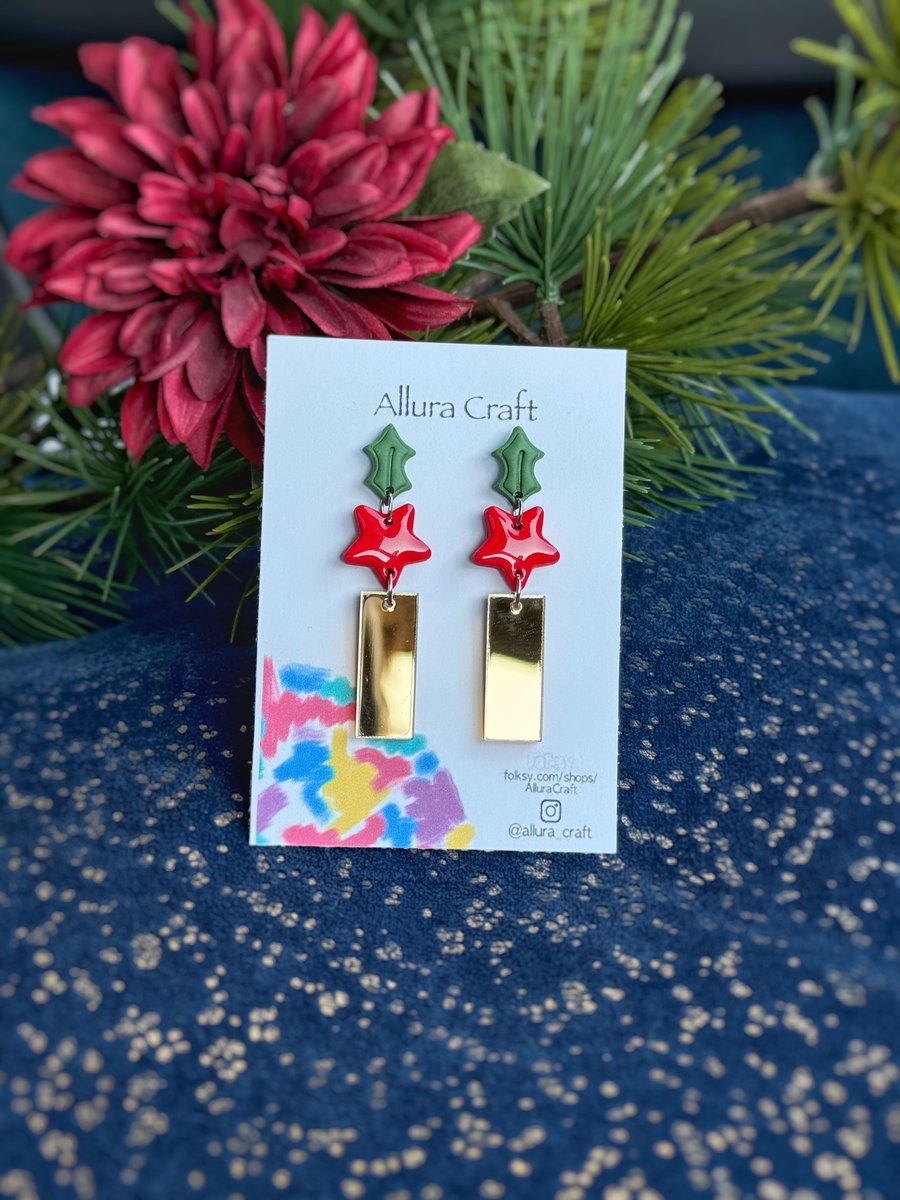 Holly Star and Gold Earrings