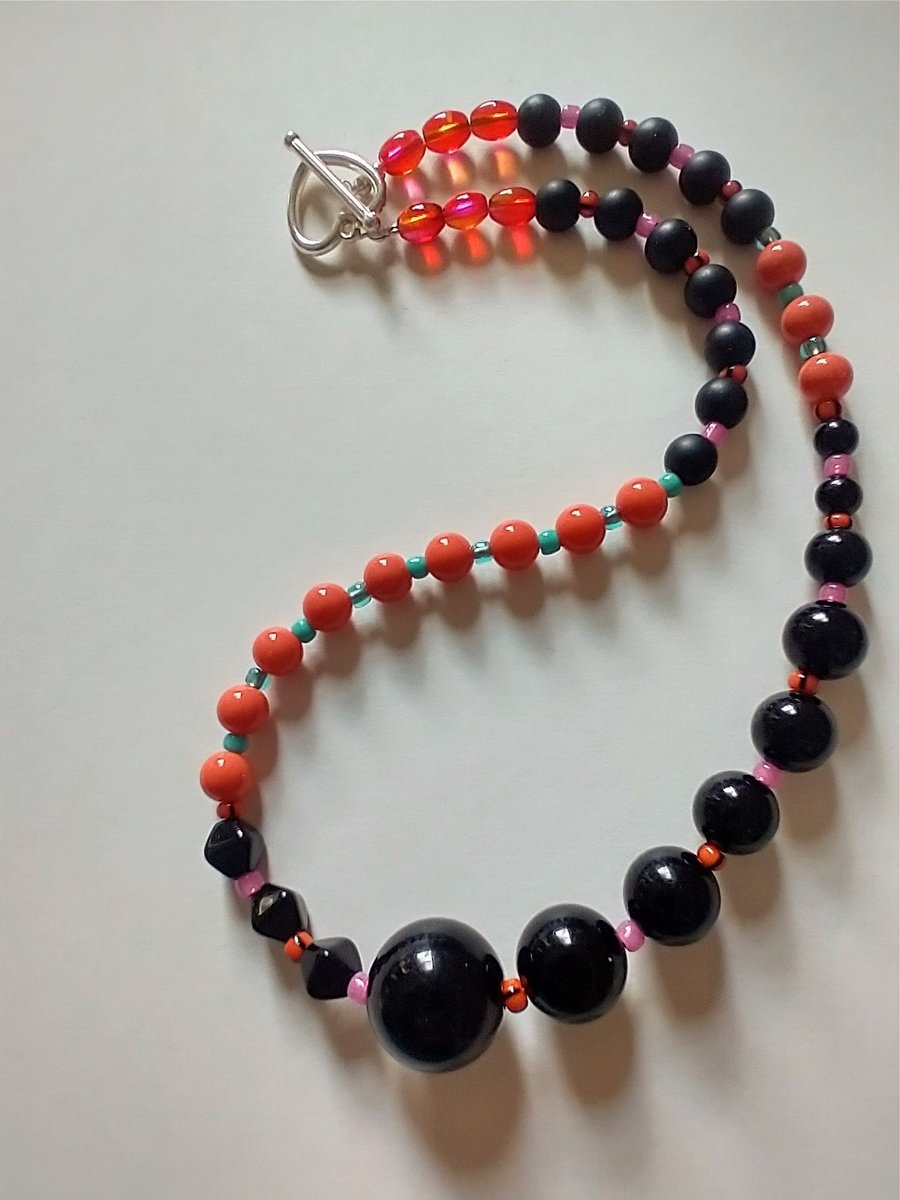 Bold Black and Orange Necklace