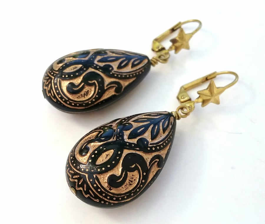 Teardrop Ornate Lucite Earrings