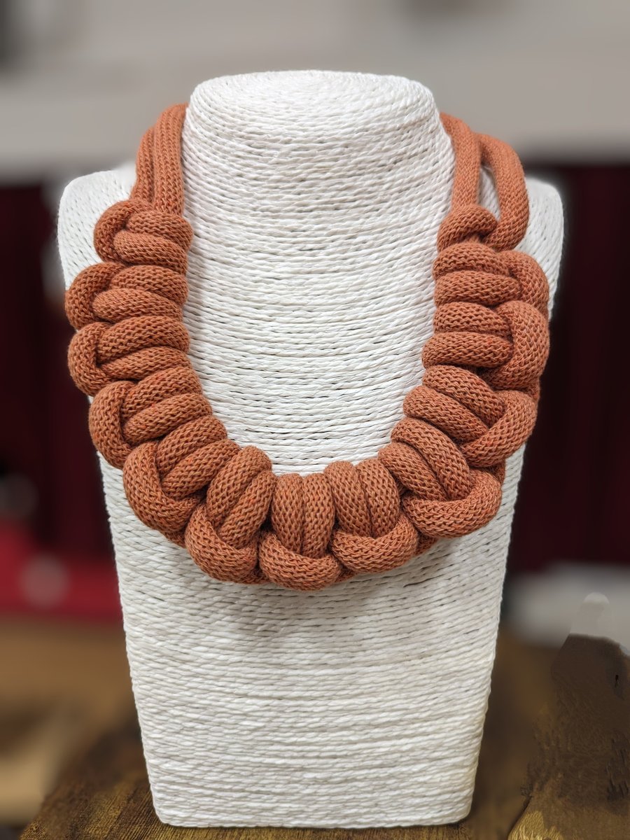 Terracotta Woven Necklace - Braided Rope