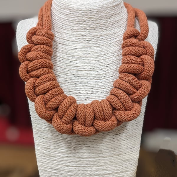 Terracotta Woven Necklace - Braided Rope