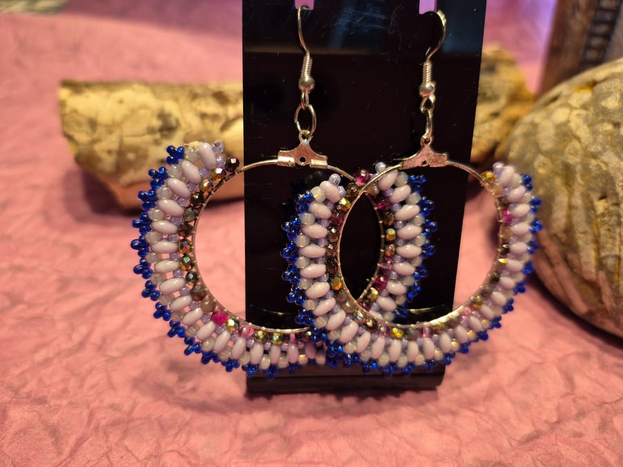 Gorgeous bead embellished hoop earrings