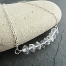 Clear crystal quartz necklace, April birthstone pendant, Diamond alternative