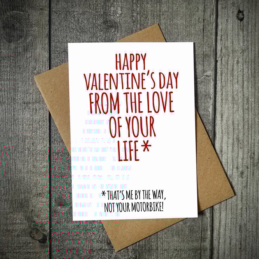 Happy Valentines From The Love Of You Life Motorbike Valentines Card