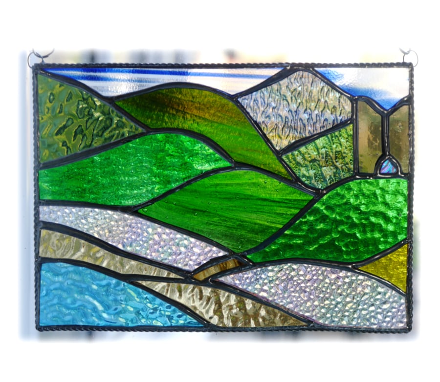Welsh Mountain Stained Glass Picture Landscape 001