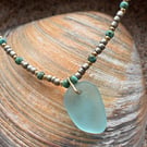 Delicate Seaglass necklace in coastal colours Ref R19