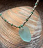 Delicate Seaglass necklace in coastal colours Ref R19